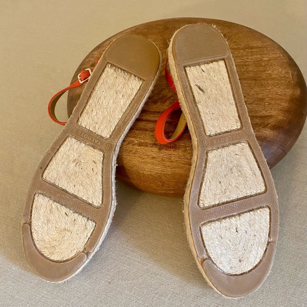 Talbots sandals with jute footbed, coral stripe pattern Size 8M - Picture 3 of 4